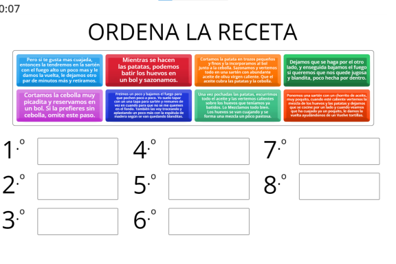 interactivo: ordena la receta